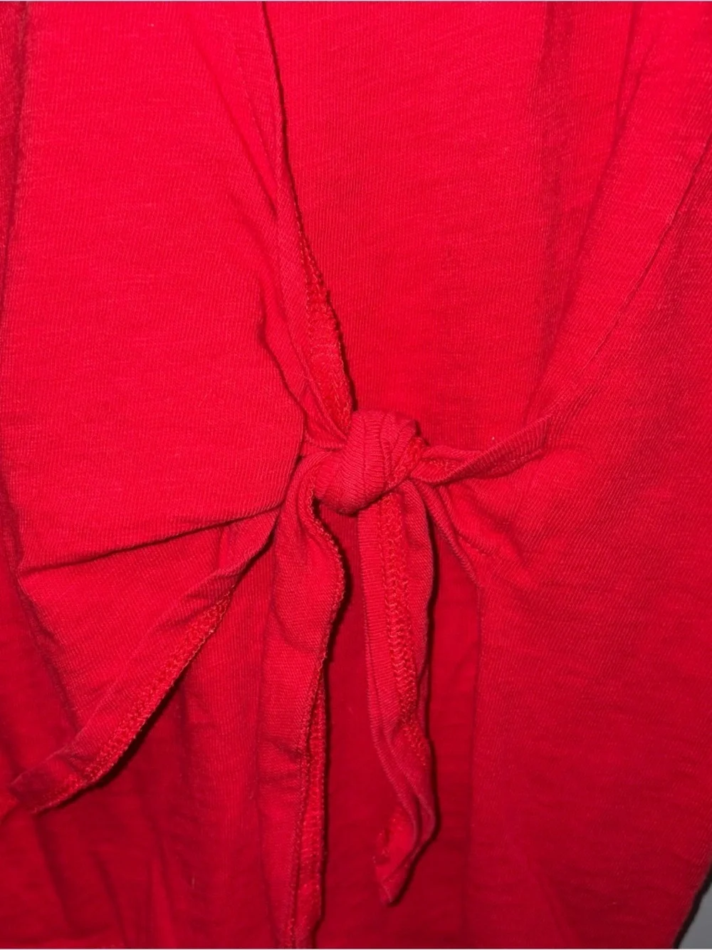 J. Crew Wrap Tie Poppy Red Short Sleeve Cotton V-Neck Blouse Small